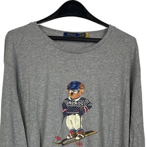 NEW Polo Ralph Lauren POLO BEAR SKI Mens XXL Long Sleeve Tee T shirt Gray $79.50